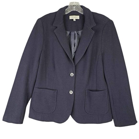 Talbots Blazer Jacket Womens Size 12P Petite Stretch Button Navy Blue - Picture 2 of 10